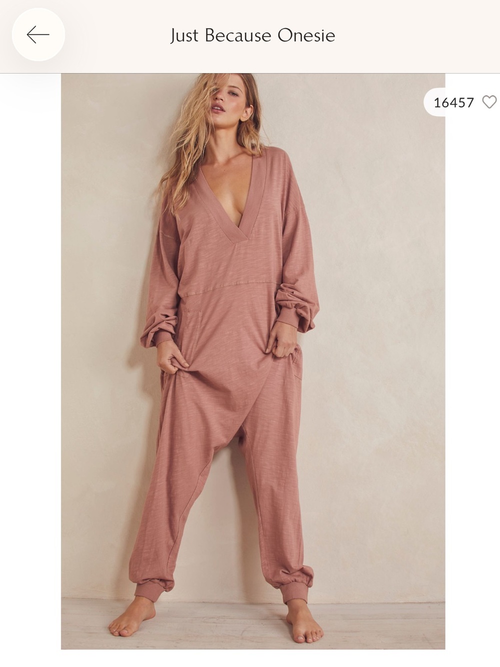 Free People Just Because Onesie Blush Pink V-Neck Jumpsuit